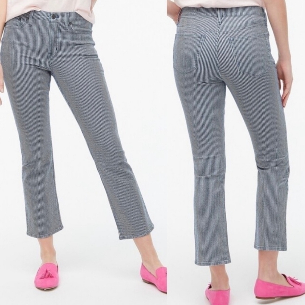 J.Crew Piper Stripe High Rise Flare Crop Jean 28 2021